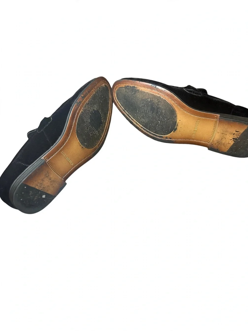Steve Madden Black Velvet Loafers with Gold Horsebit